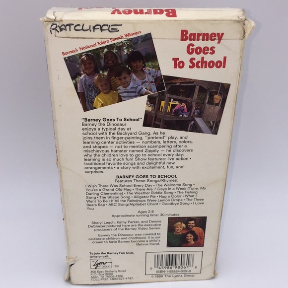 Barney Goes To School Sing Along VHS Video 1990 Vintage Purple Dinosaur - Picture 3 of 10